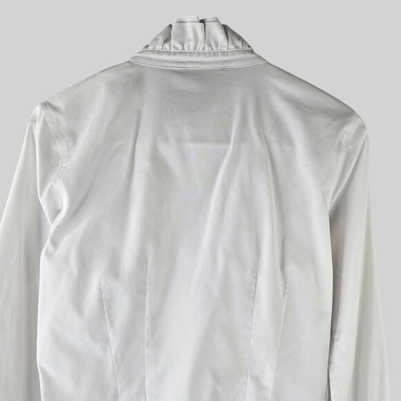 Brooks Brothers Buttondown Shirt White Ruffle Academia Old Money Preppy Work Top - Picture 8 of 13